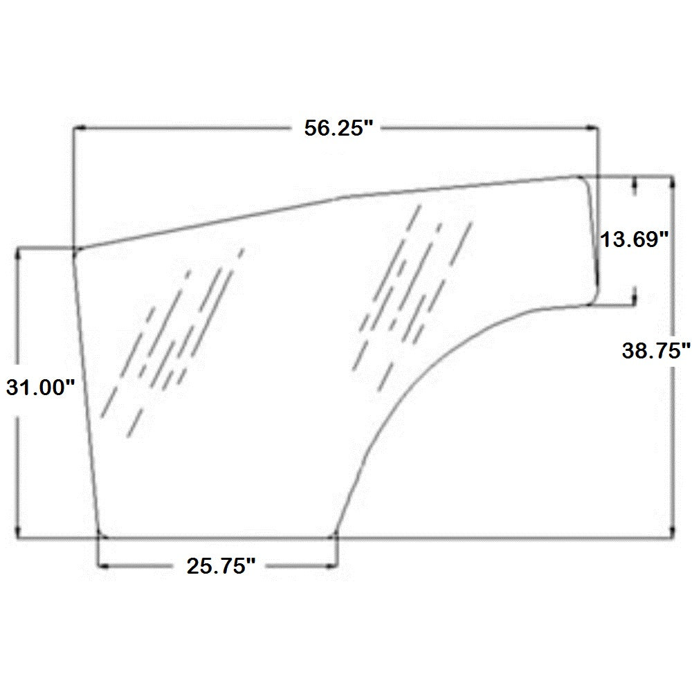 A-T1155-70672 RH Door Glass Fits L3240 L3430 L3540 L3940 L4240 L4330 L4630