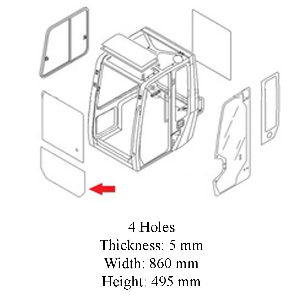 Front Lower Cab Glass Window 0378601610 fits Takeuchi Mini Excavators