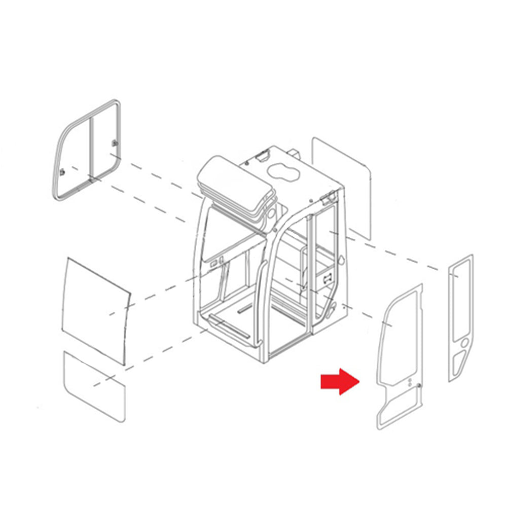 Full Door Glass Fits Takeuchi Replaces 0568639430