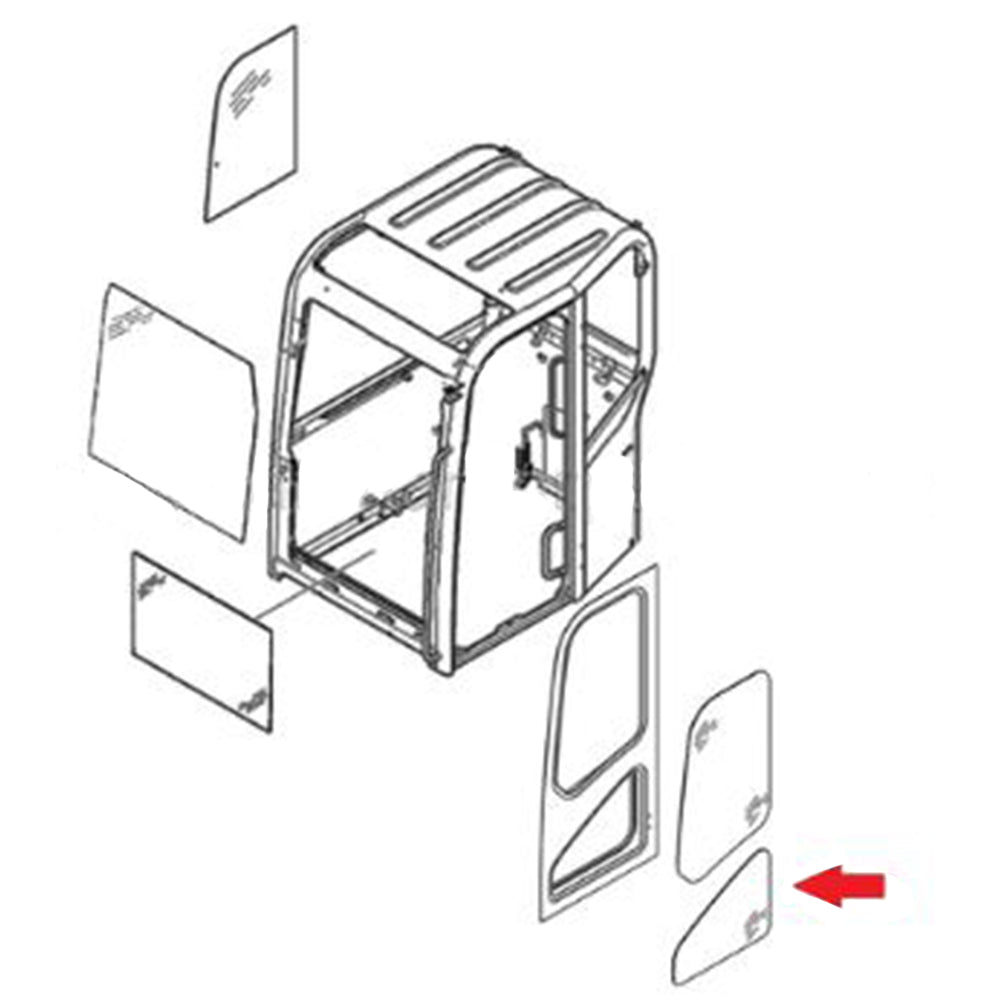7006014 Lower Door Window Glass Fits Bobcat Excavators E60 E62 E63 E80 E85