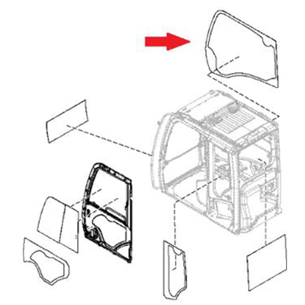 Side Cab Glass Fits John Deere Fits JD Excavator 130G 210G 160GLC FYA00001496