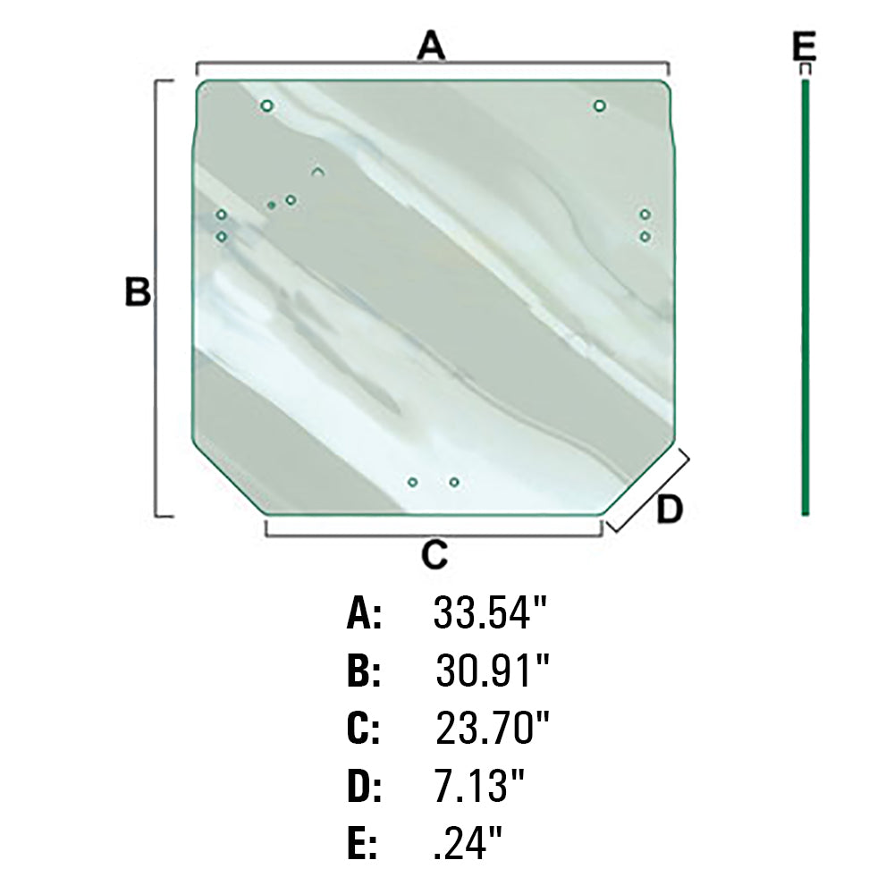 WN-R261272-PEX Glass, Rear, Upper Fits John Deere 5070M 5075M 5080M 5080R 5080RN