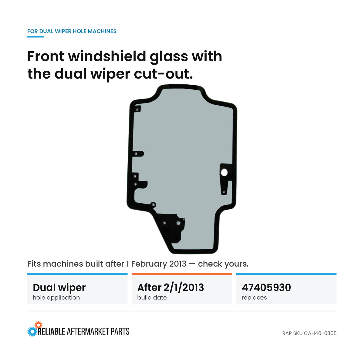 Front Windshield Glass Fits Case/International Harvester Replaces 47405930