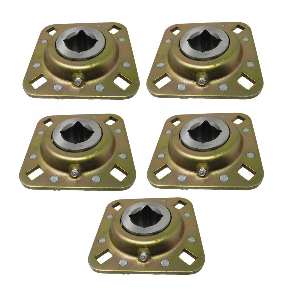 5 of Disc Harrow Bearing 1-1/8" Sq Bore 4 - 0.531" x 0.687" Bolt Holes & 5" OAL