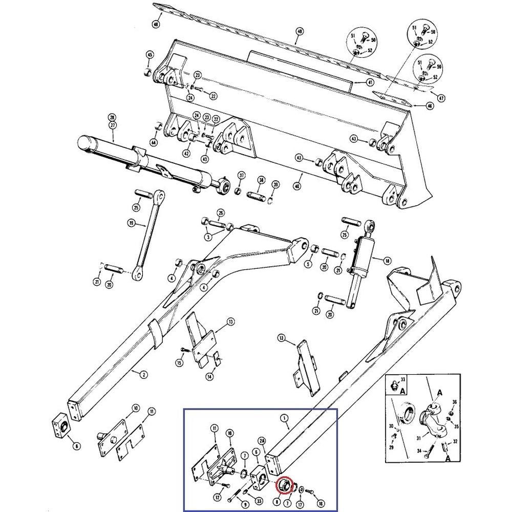 D51018 Self Aligning Beam Assembly Bushing Fits Case 1150B 1150C