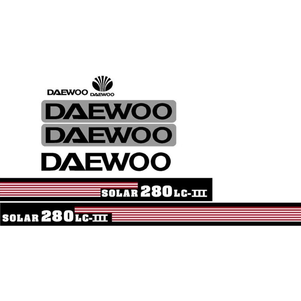 Daewoo Solar 280LC-III Excavator Decal Set