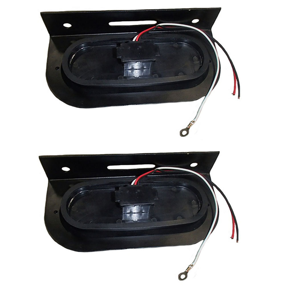 Two 6" Oval Red LED Stop Turn Tail Light w/ Mounting Brackets Truck Trailer RV