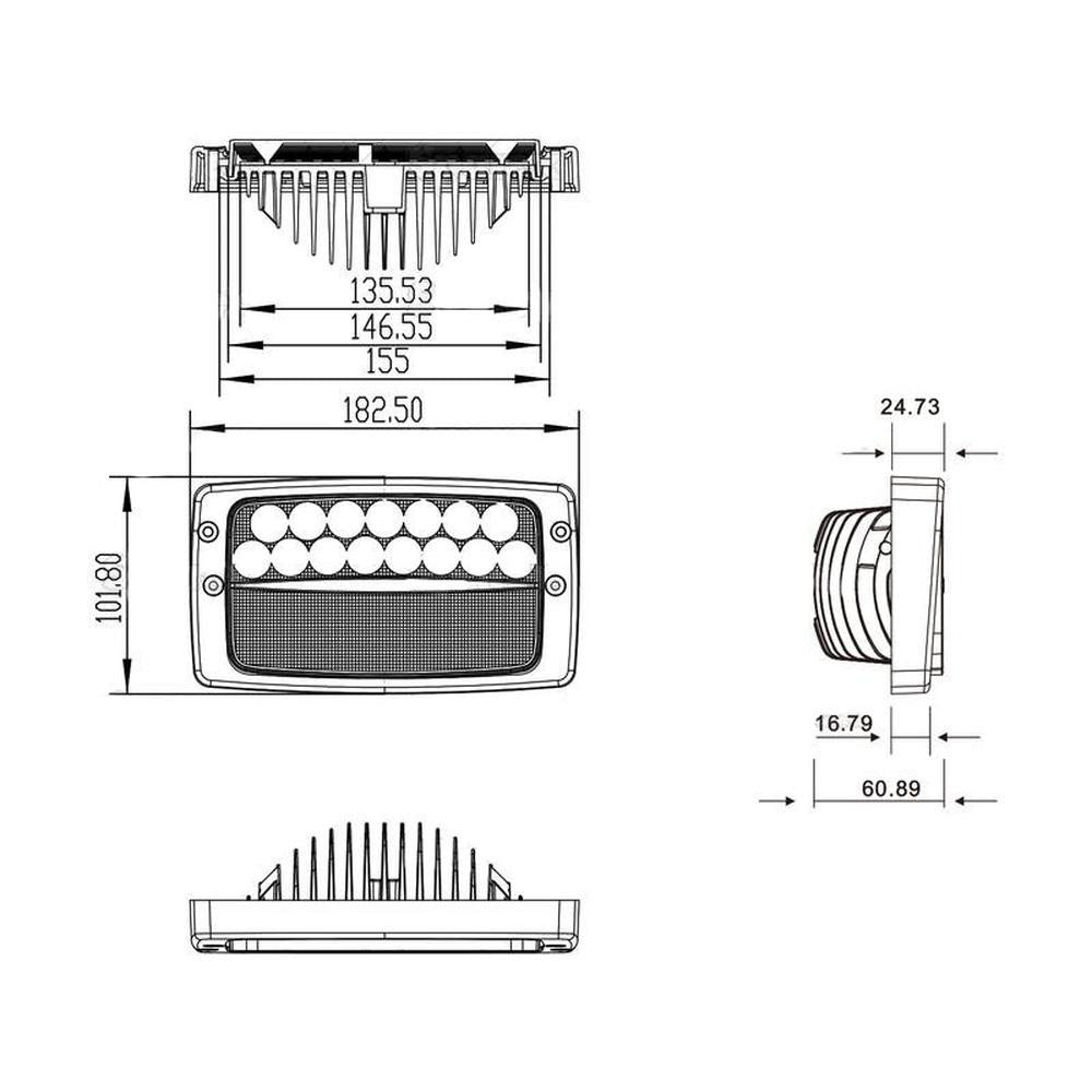 S.119780 LED Work Light, Rectangular, 5400 Lumens - Fits Fendt; Fits JCB