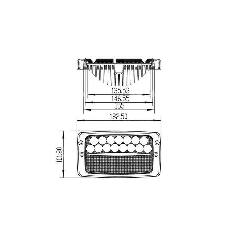 S.119780 LED Work Light, Rectangular, 5400 Lumens - Fits JCB