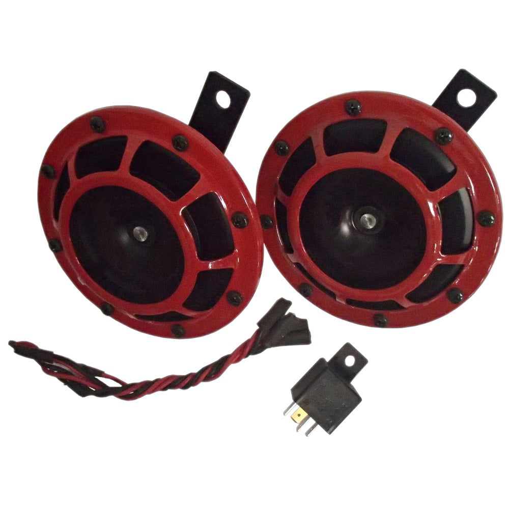 12V Red Grill Horn Set Fits Universal Products Replaces 003399801