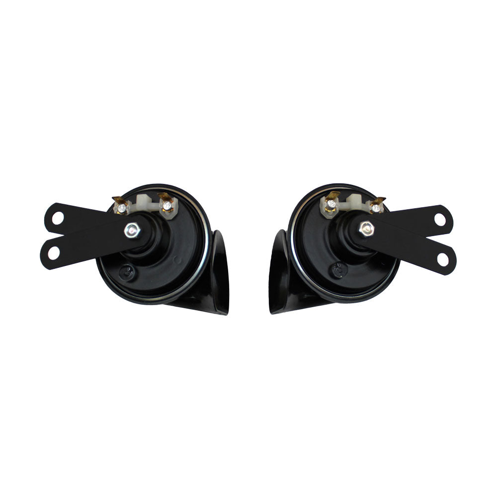 12V-HELLA-BLKTRMPT 12V Hella Black Trumpet Horn Set Fits Universal Products