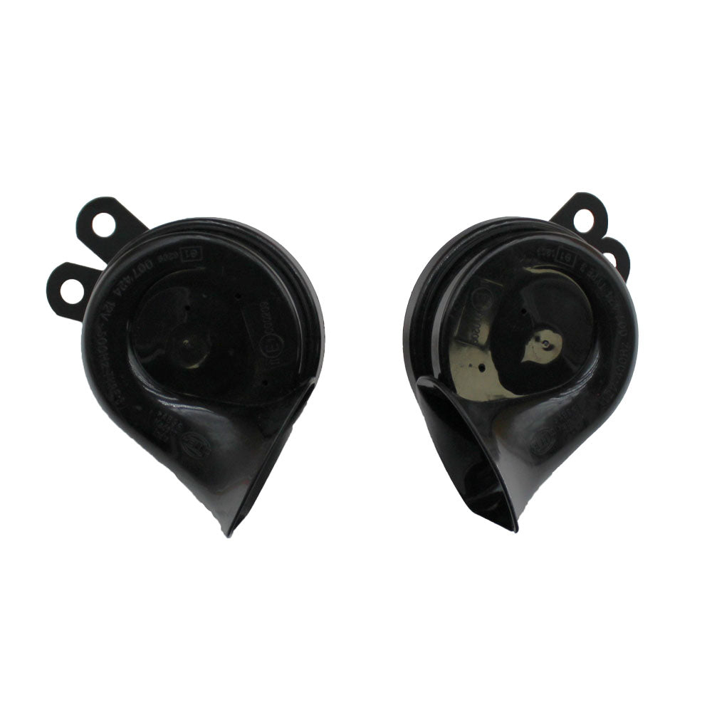 12V-HELLA-BLKTRMPT 12V Hella Black Trumpet Horn Set Fits Universal Products