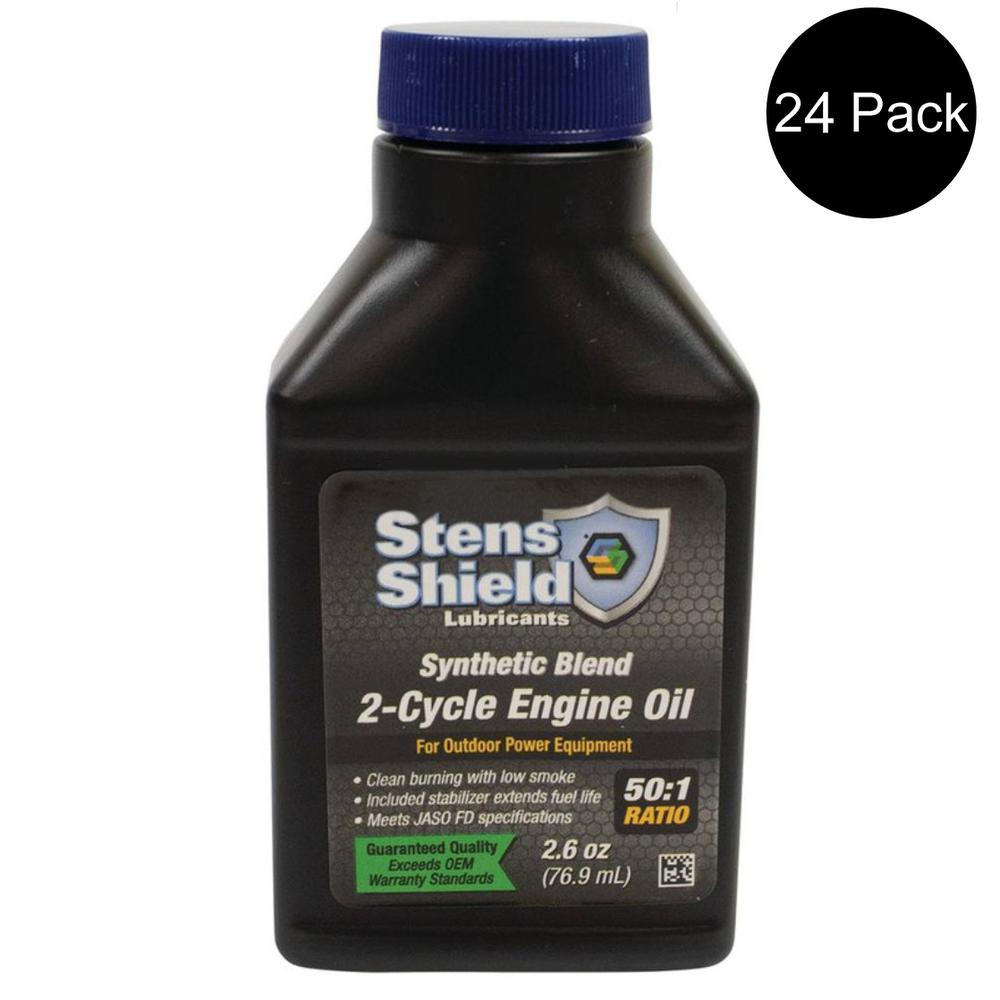 24 2-Cycle Engine Oil 2.6 oz. Bottles 50:1 Synthetic Blend Mix Fits Case
