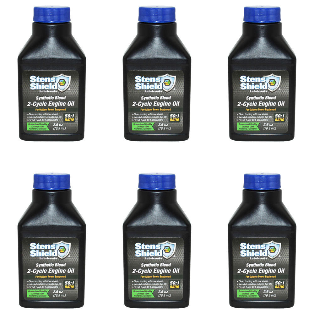 (6) New Aftermarket Replacement 2.6 oz Bottles Of 2-Cycle Engine Oil