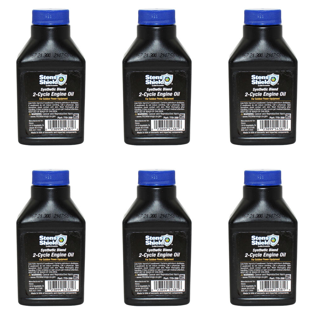6 Fits Stens Synthetic Blend 2 Cycle Engine Oil 2.6oz Makes 50:1 Ratio Low Smoke