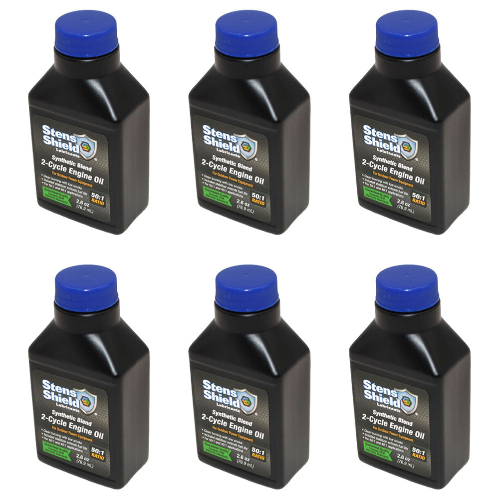(6) New Aftermarket Replacement 2.6 oz Bottles Of 2-Cycle Engine Oil