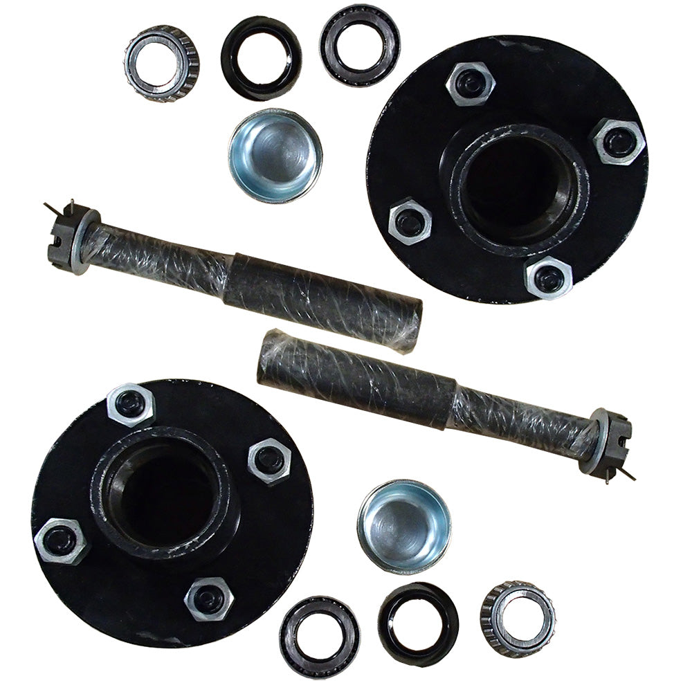 2 Sets of Trailer Axle Kits w Round Spindles Fits 2k lb Axle 4 x 4