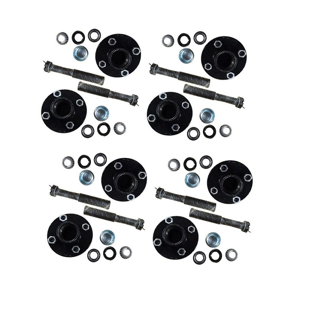(Pack of 8) Trailer Axle Kits with 4 on 4" Bolt Idler Hub & 1" Round BT8 Spindle