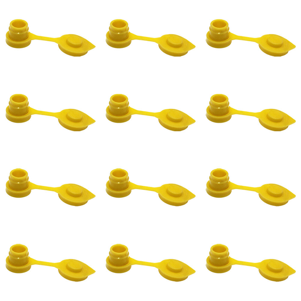 Set of Twelve (12) Yellow Vent Caps For Gas Diesel Fuel Kerosene Water Jugs Cans