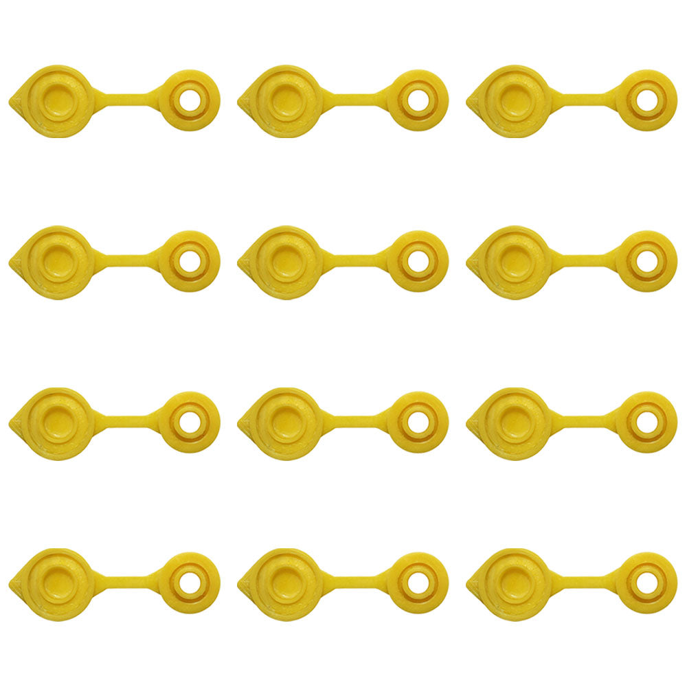Set of Twelve (12) Yellow Vent Caps For Gas Diesel Fuel Kerosene Water Jugs Cans