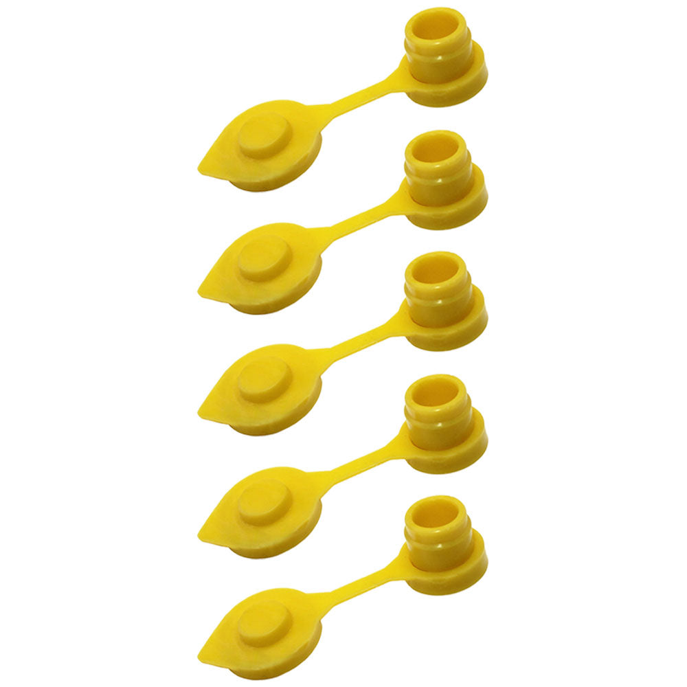 Set of Five (x5) Heavy Duty Fuel Can Vent Caps For All Plastic Fuel Cans Yellow