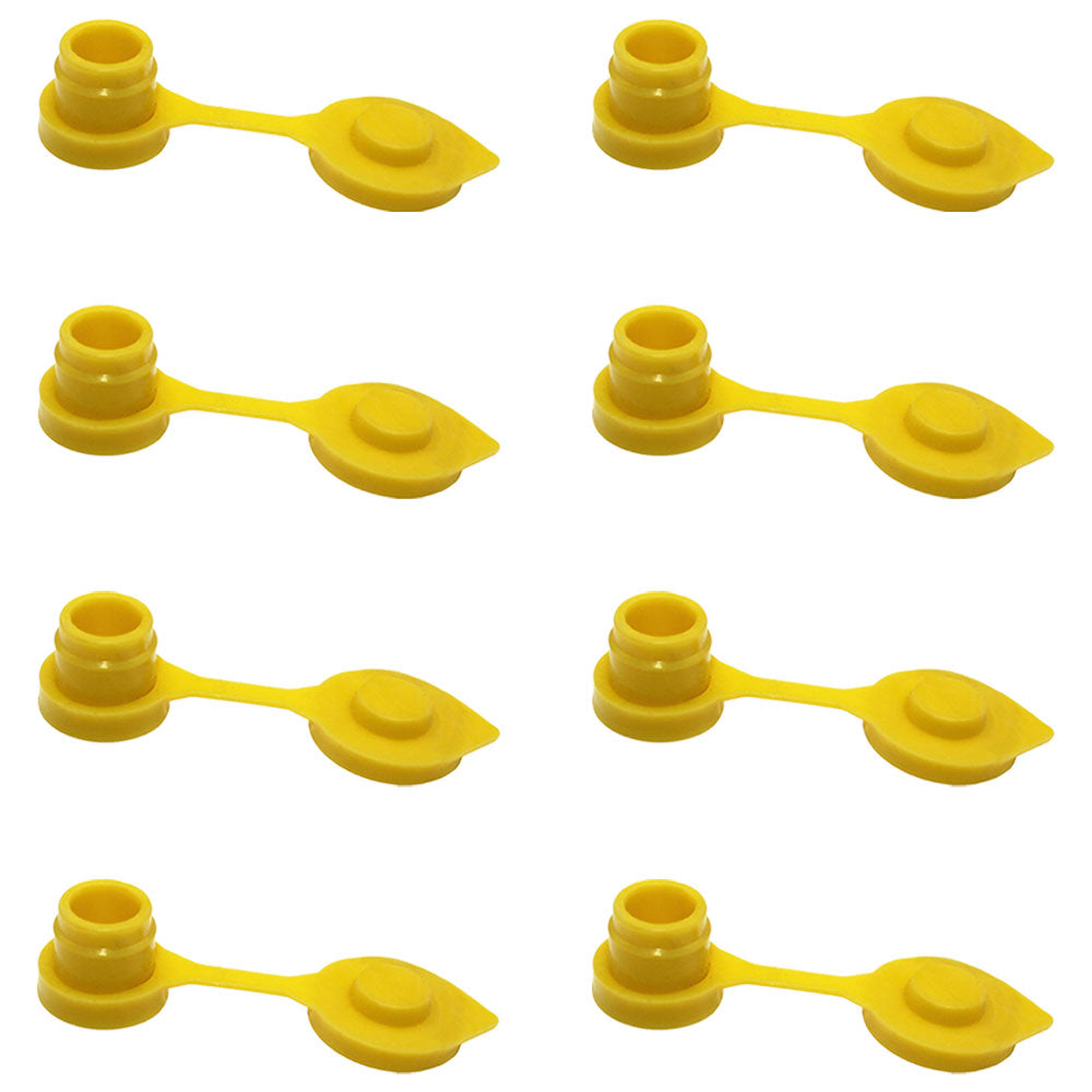 (8) Yellow Vent Gas Caps w/Retaining Lip Works with Plastic and Metal Containers