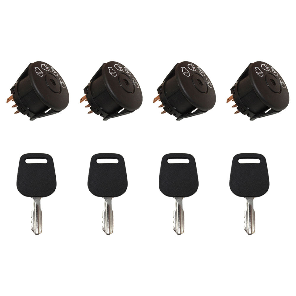 Qty 4: Ignition Switches with Keys Fits John Deere Replaces AM123426