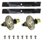 Blades-Spindles-Bolts Kit Fits John Deere D100 D105 D110 D120 D130 42" Cut Mower