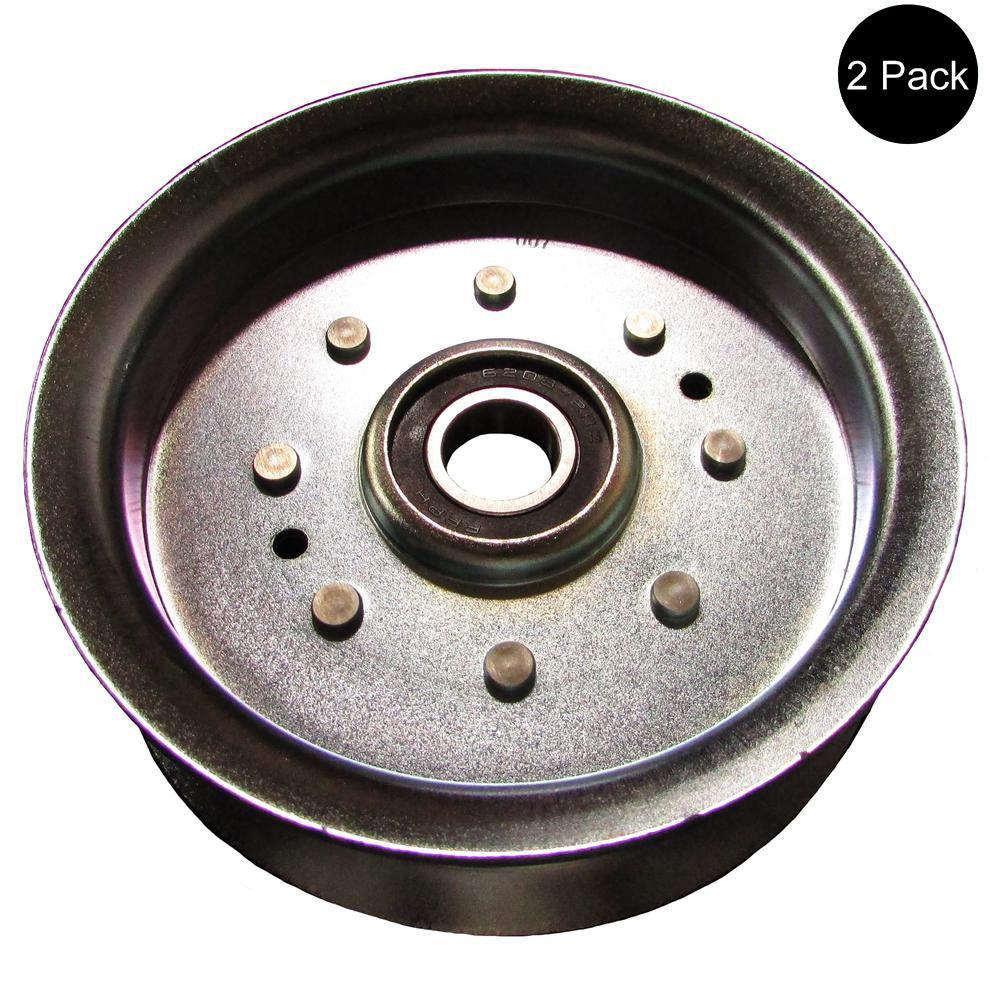 Qty 2: Steel Flat Idler Pulley with Flanges
 Fits John Deere Replaces AUC17621