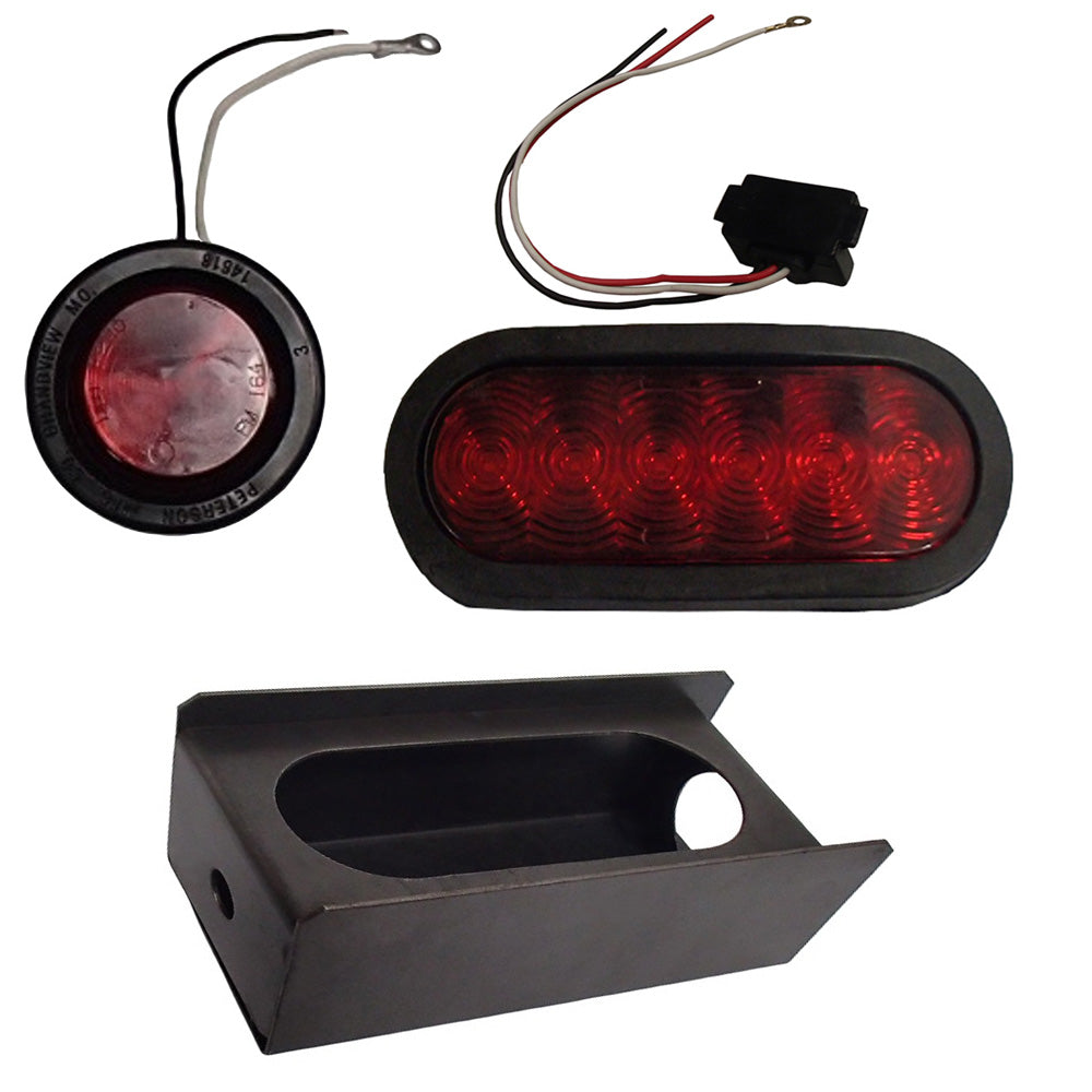 Truck Trailer LED Tail Light Kit w/ Housing Red 6" Oval Tail Light & 2" Marker