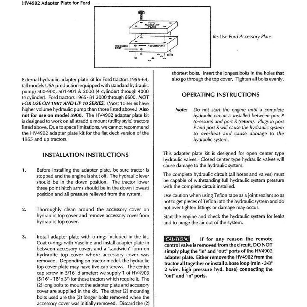 HV4902 Hydraulic Valve with O Rings Fits Ford Tractor