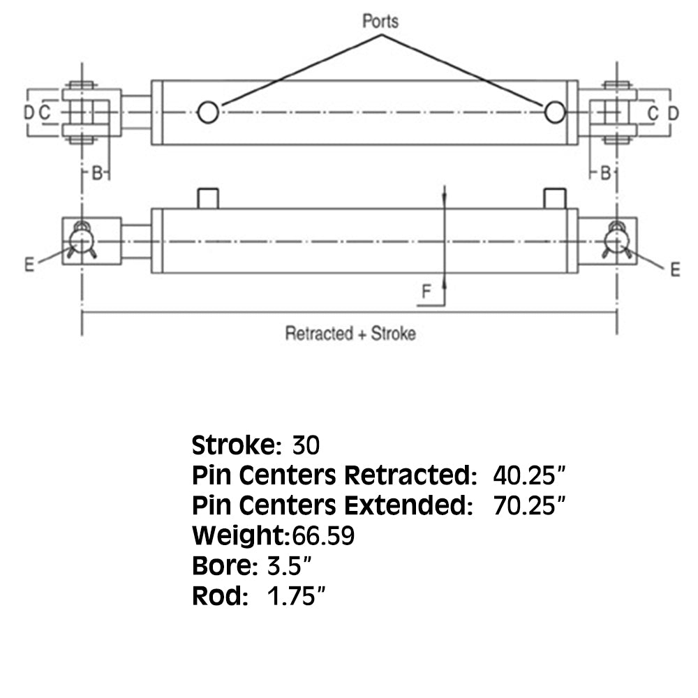 HCW-3530 New 2500 & 3000 PSI Double Acting Cylinder Fits Hercules ...