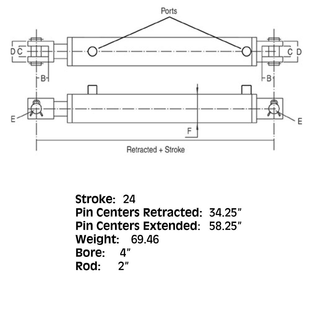 HCW-4024 New 2500 & 3000 PSI Double Acting Cylinder Fits Hercules ...