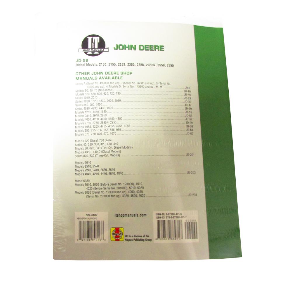 Fits JD58 I & T Shop Service Manual - Fits John Deere