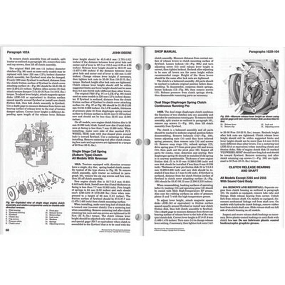 SHOP MANUAL Fits John Deere 2150 2155 2255 2350 2355 2355N 2550 2555 Tractor