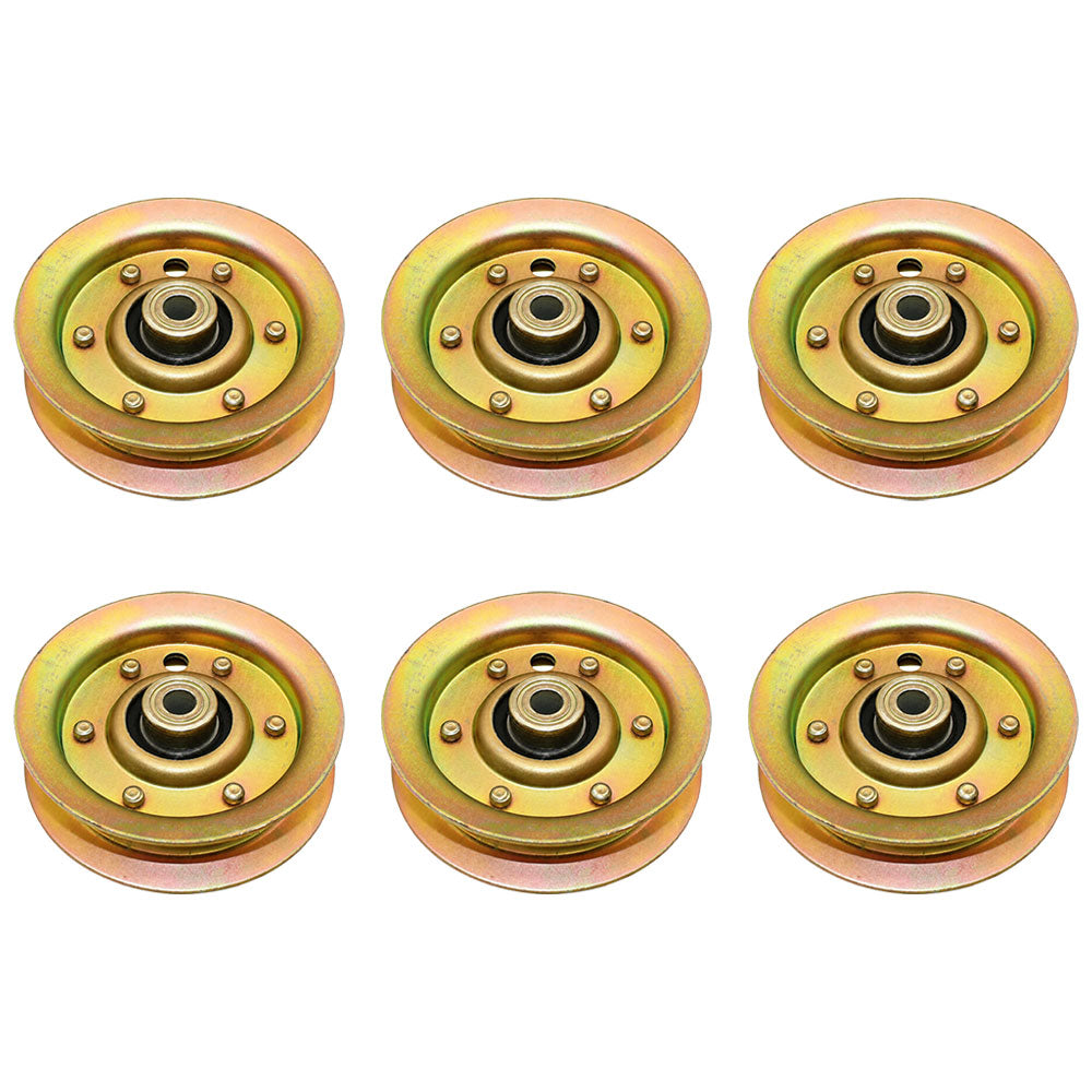 Qty 6: Flat Idler Pulleys  Fits John Deere Replaces AM103287