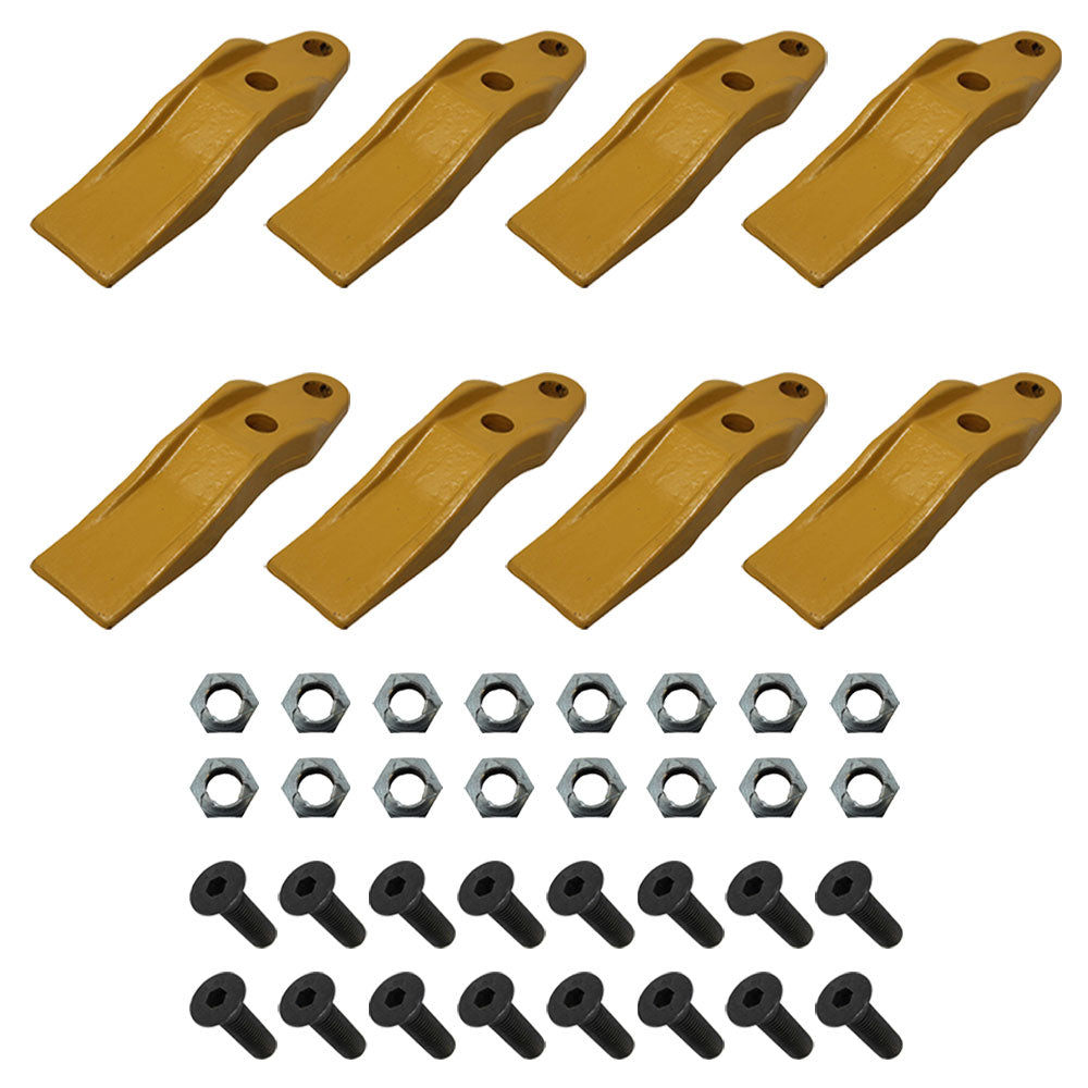 Set of 8: Bucket Uni-Teeth with Hardware Fits Caterpillar Replaces 132-4720