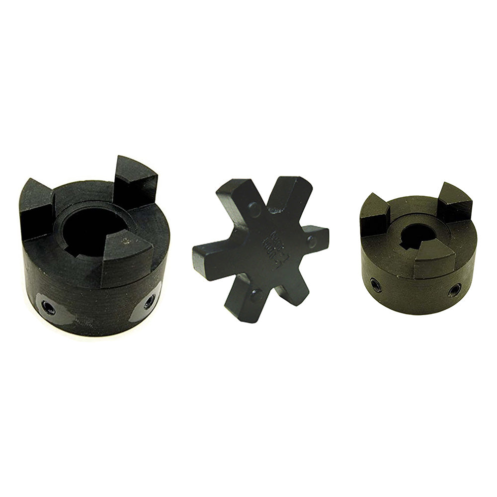 L075 Flexible 3-Piece L-Jaw Coupling Set With Buna-N Rubber Spider - 1" Bore, 1/4" Keyway & Set Screw - Lovejoy Compatible