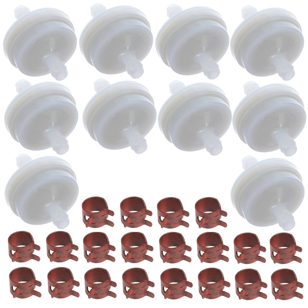 10 Fuel Filters and 20 Hose Clamps Fits Snapper Replaces 394358