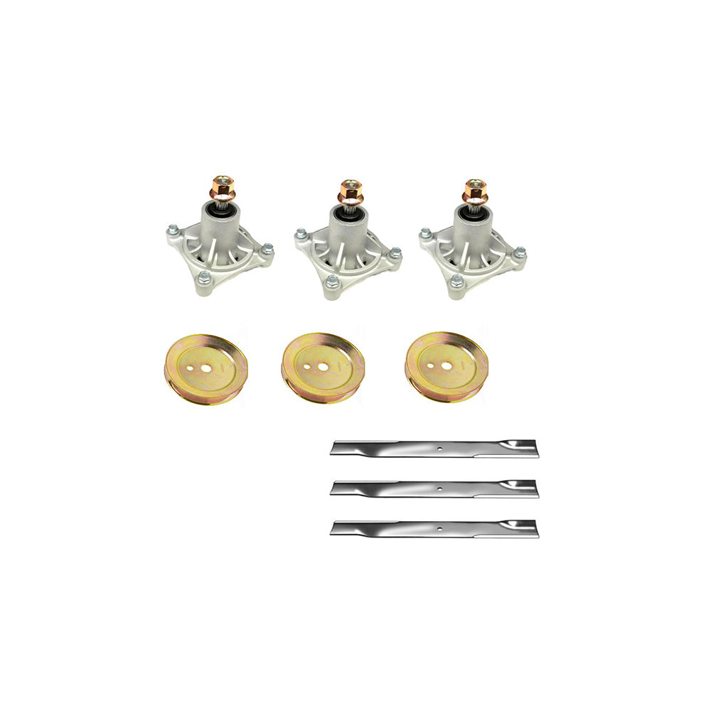 Spindles, Pulleys & Blades Kit
 Fits Hustler Replaces 603848