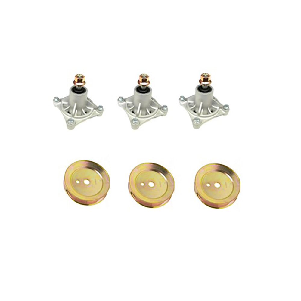 Three 604214 603988 Spindle and Pulley Kits Fits Hustler 42" & 52" Zero-Turns
