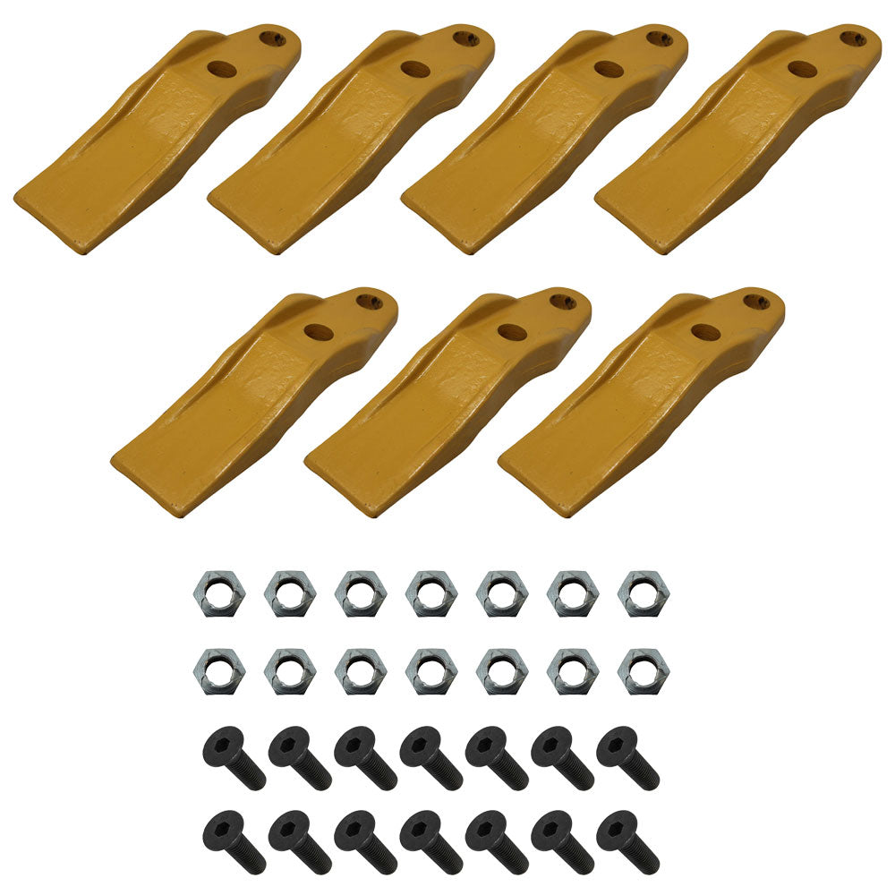 QTY 7: Skid Steer Unitooth w/ Hardware Fits Caterpillar Replaces 132-4720