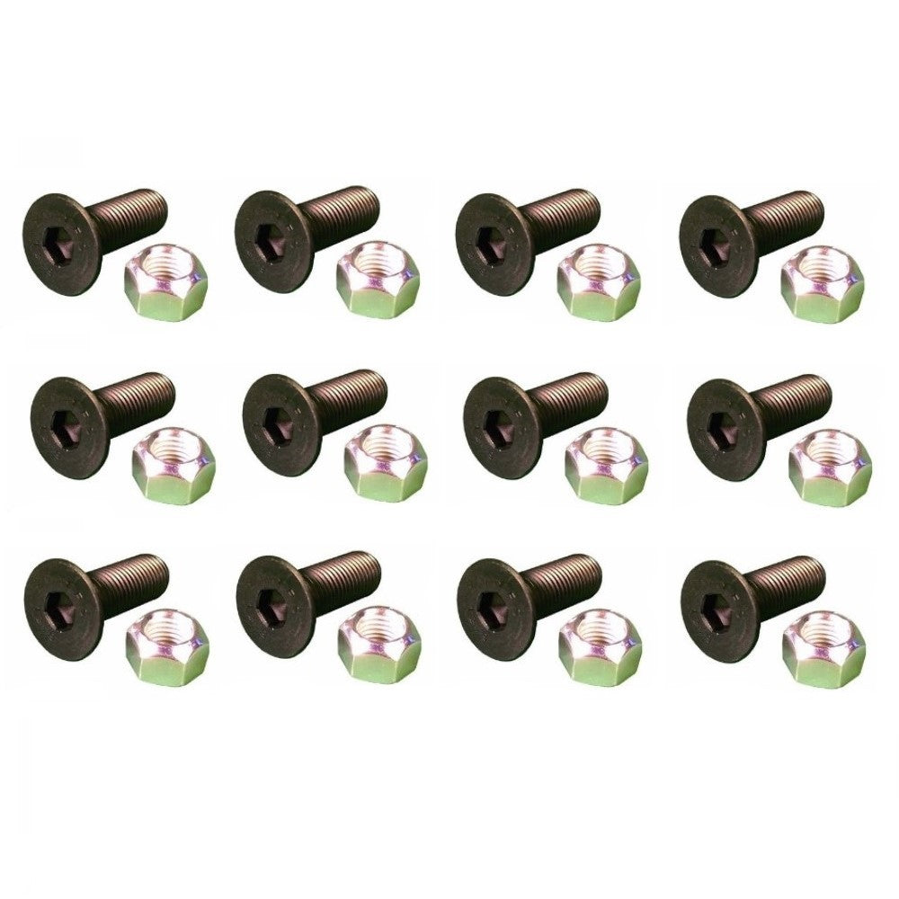 Set of (12) Aftermarket Interchangeable Screws & Lock Nuts Fits Caterpillar