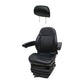 HD Black Vinyl Mechanical Suspension Seat with Headrest for Backhoe Loaders