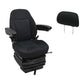 HD Black Fabric Mechanical Suspension Seat with Headrest for Backhoe Loaders