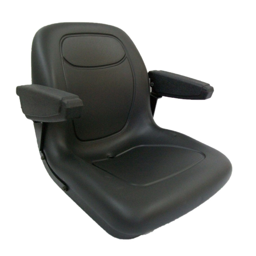 Black Seat w/Flip Up Armrests & Seat Rails Fits John Deere Replaces AM107759