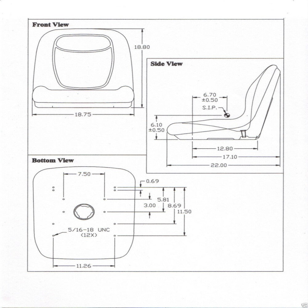 Gray Seat Fits Kubota L3010 L3410 L3710 L4310 L4610 Compact Tractors L48 Backhoe
