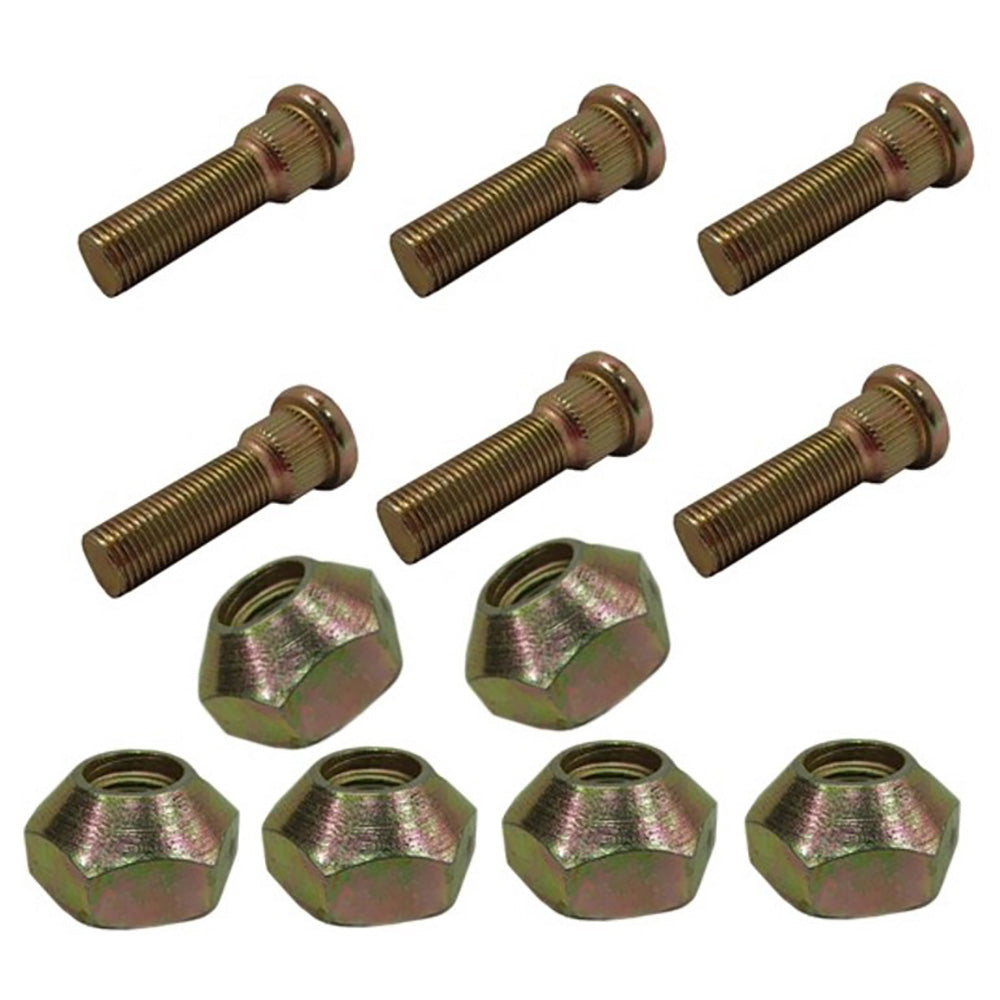 Qty 6: Front Wheel Stud & Nuts Fits Massey Ferguson Replaces 195489M1