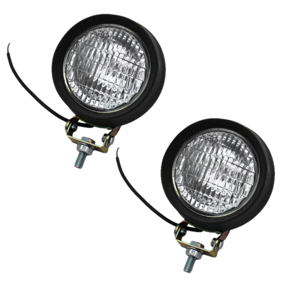 2 Pack 12 Volt 5" Round Halogen Flood Work Lights for Excavators 55 Watt Bulbs