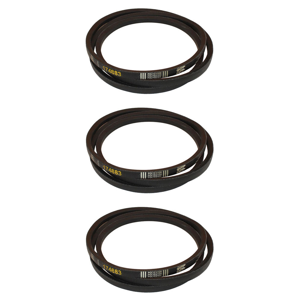 Set of 3 Riding Mower Deck Belts Fits Craftsman 42" Cut 174883 532174883